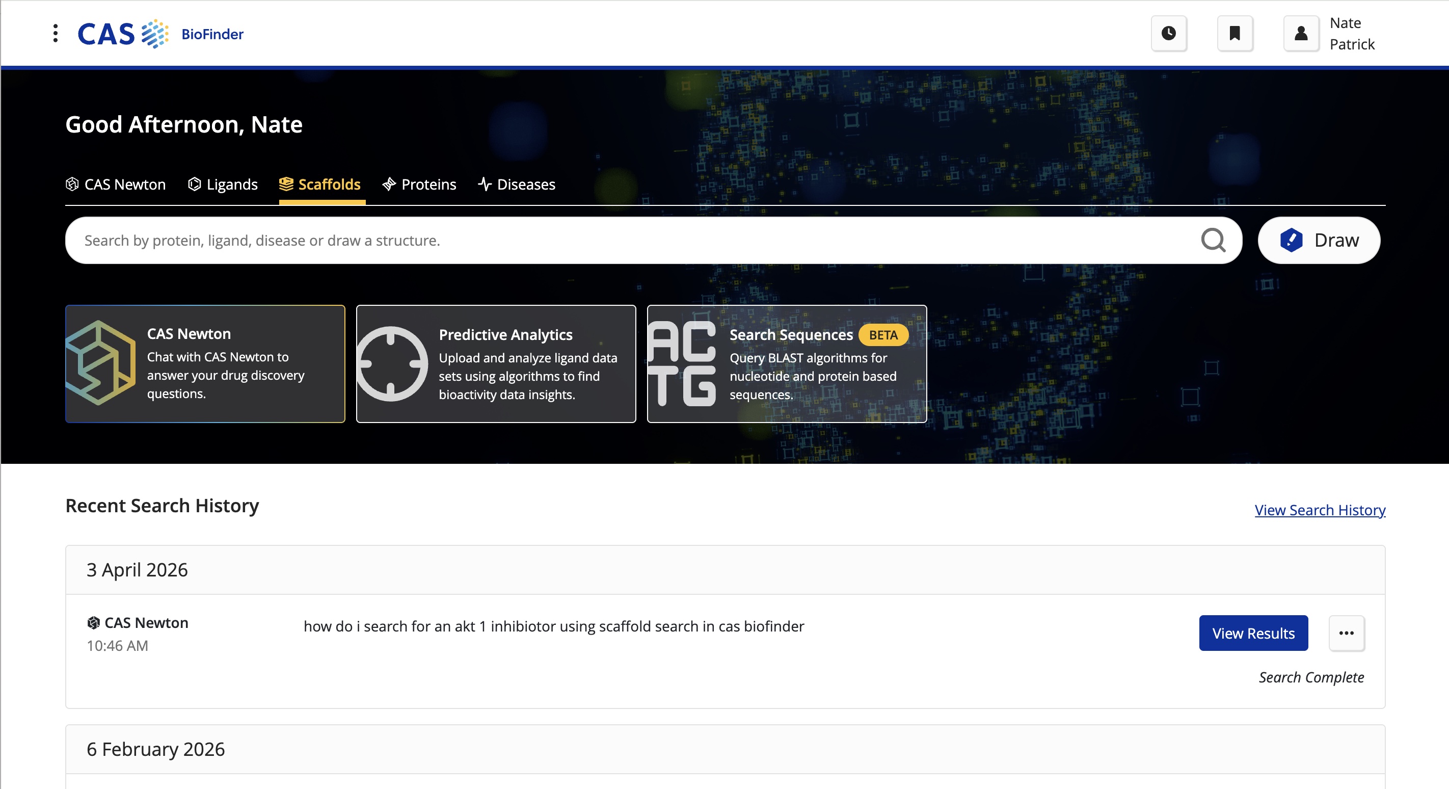 CAS Newton agentic research interface in CAS BioFinder