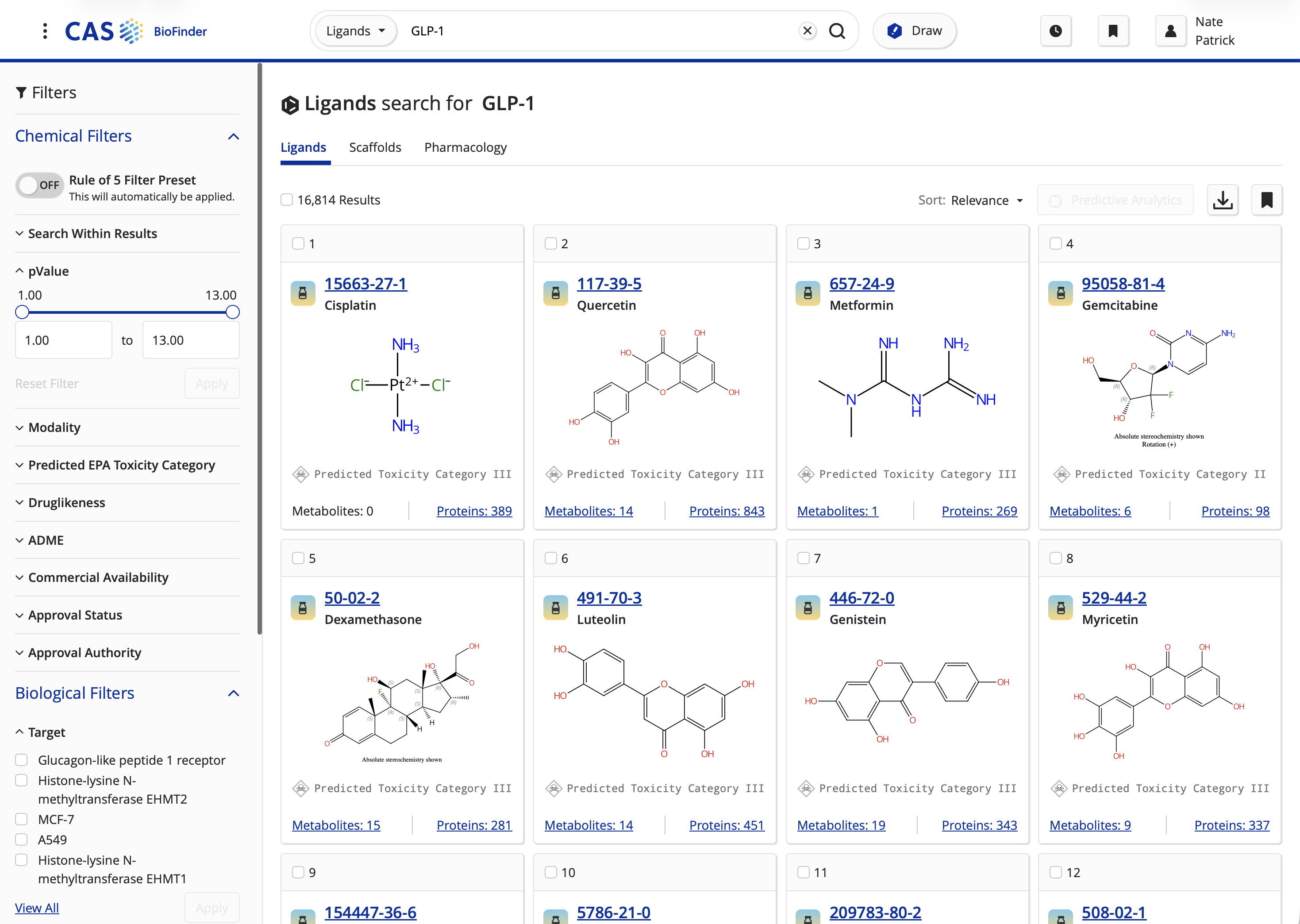 BioFinder v2 ligand results with updated layout and filtering