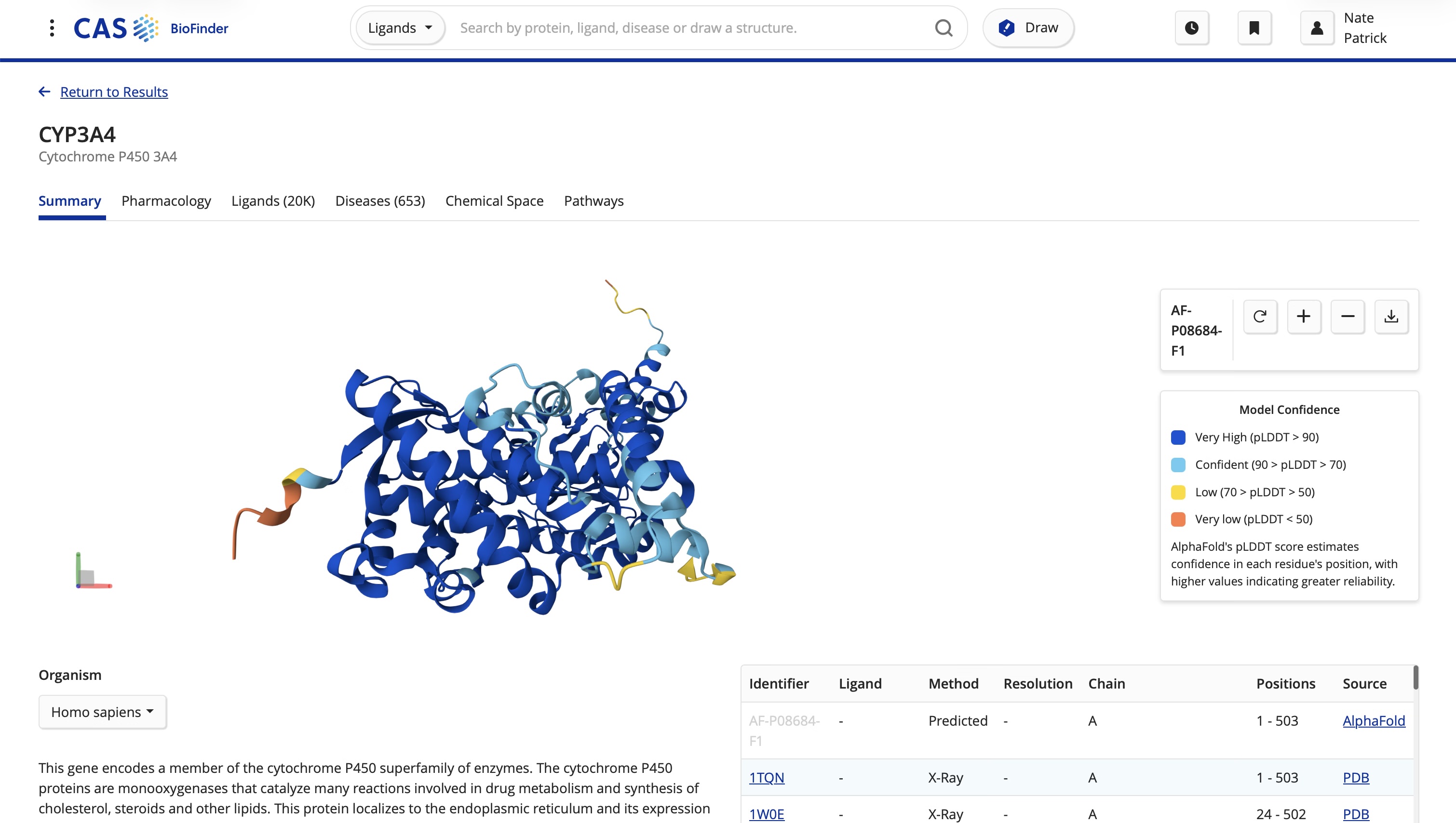 BioFinder v2 proteins view showing protein search and detail data
