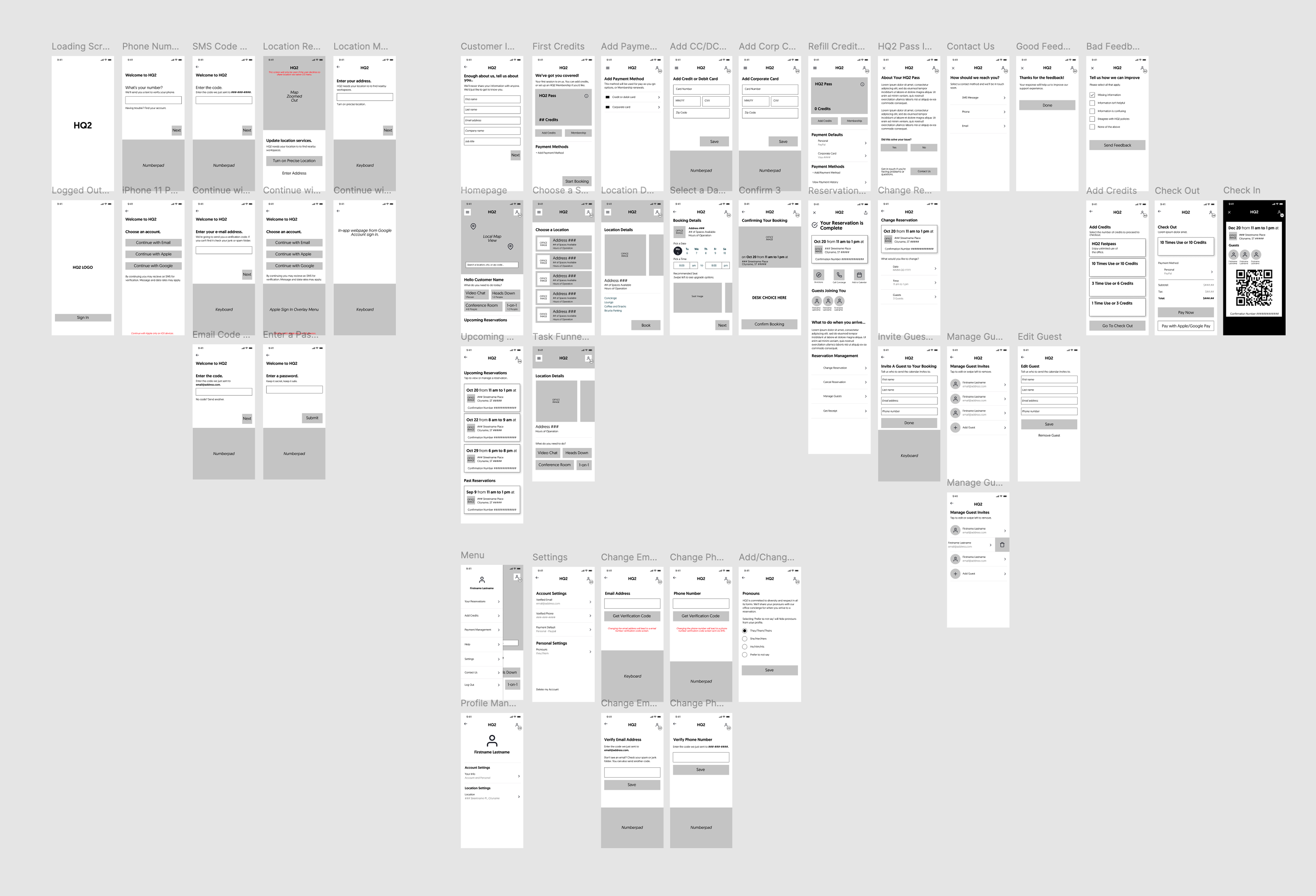 Low-fidelity mobile app wireframes showing the iterative design process