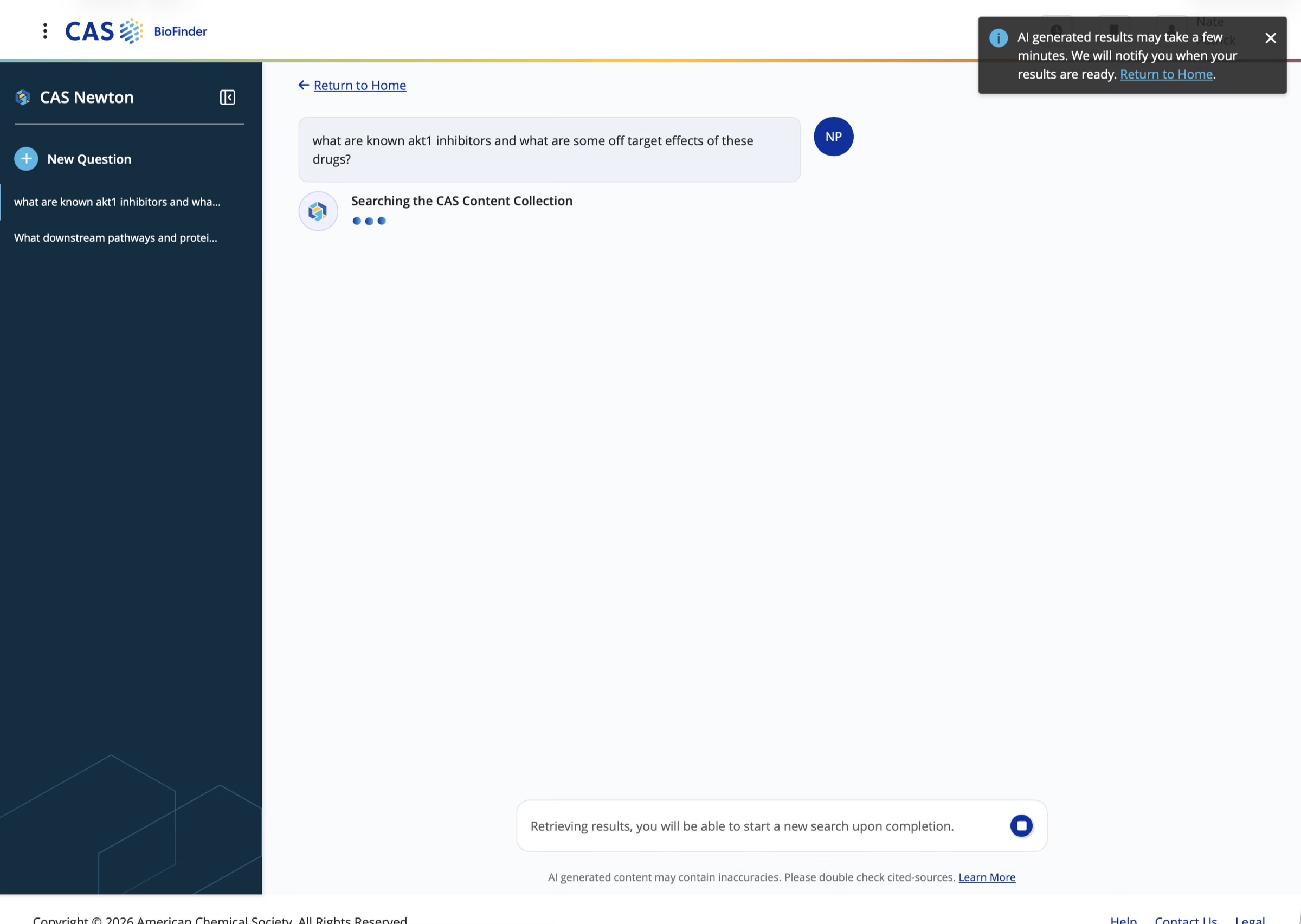 CAS Newton agentic research experience — screen 1