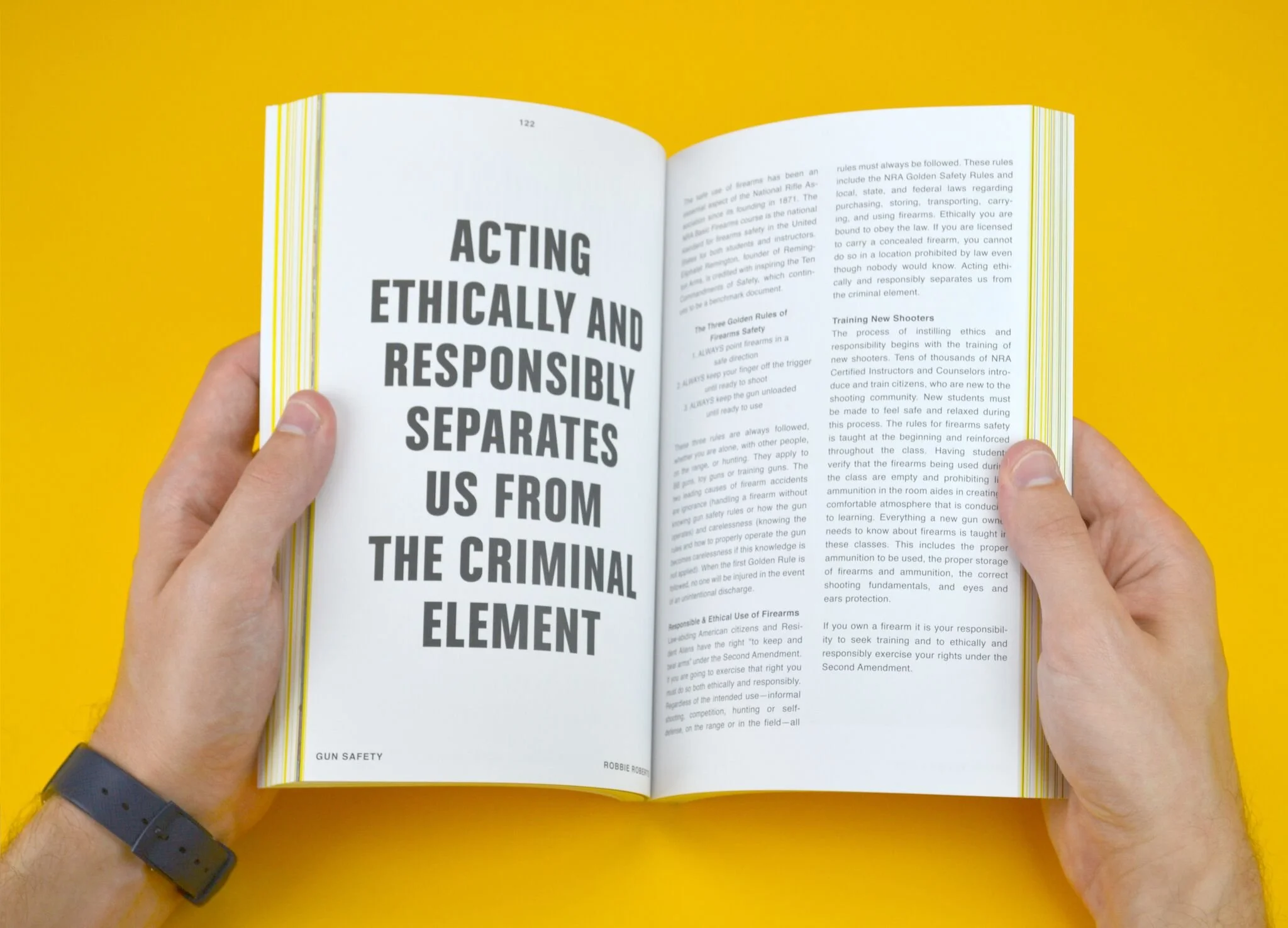 Open CLOG Guns issue showing an article spread with the headline Acting Ethically and Responsibly